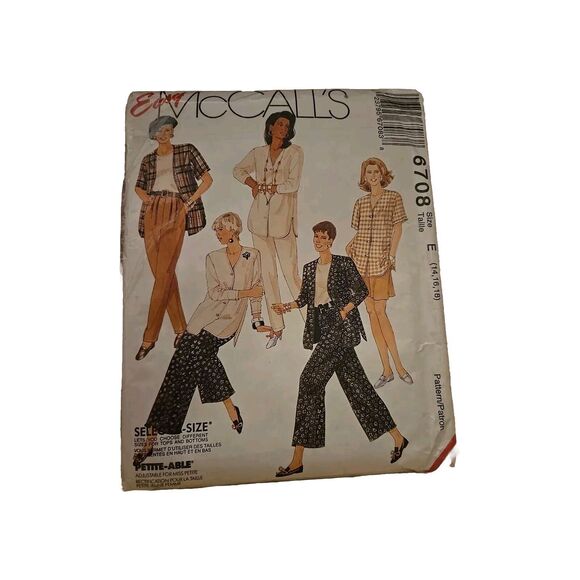 Vtg McCalls SEWING Pattern 6708 Misses 1990s Tops  Pants Shorts Culottes Uncut - Picture 1 of 4